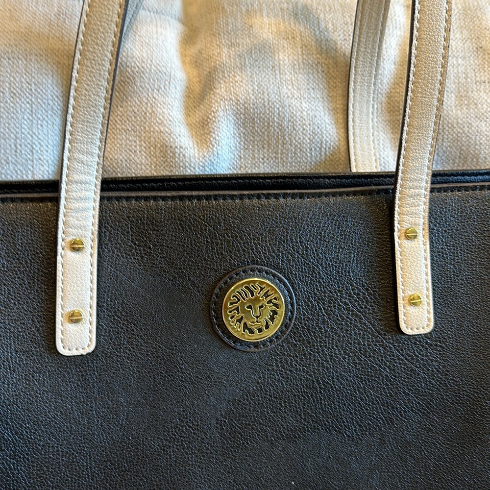 Anne Klein Black and White Leather Tote - Picture 2 of 5